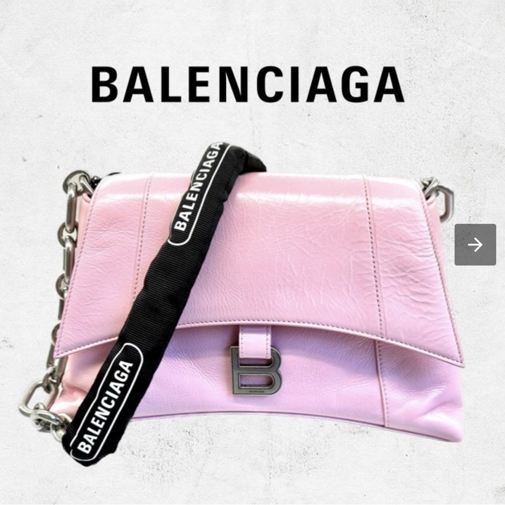 Balenciaga Light Pink Shoulder Bag with Black Strap